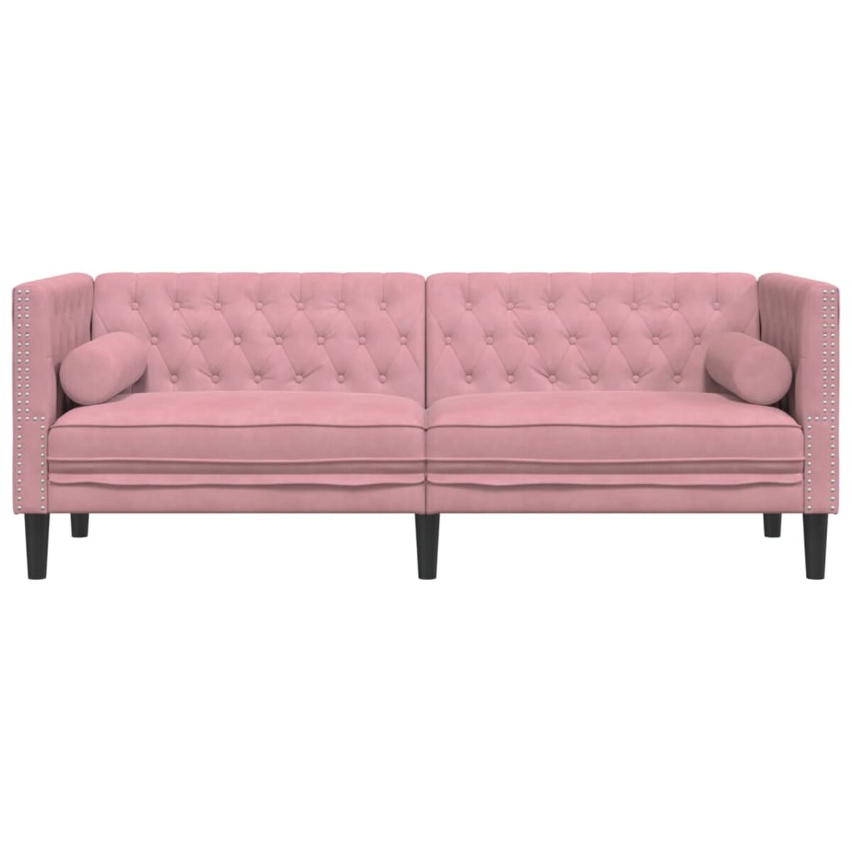 vidaXL Sofa Chesterfield z wałkami, trzyosobowa, różowa, aksamit