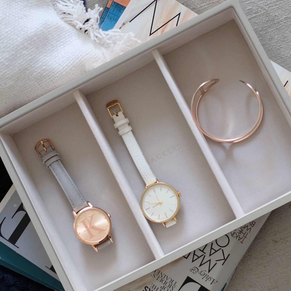 Szkatułka na biżuterię Stackers 3 komorowa classic kamienna szarość