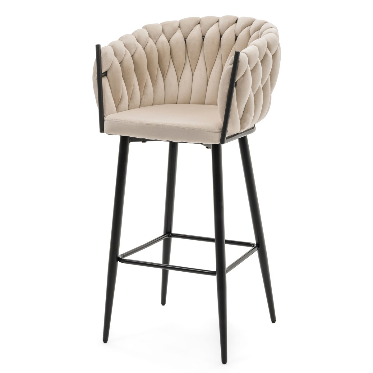 Hoker tapicerowany welurowy pleciony do salonu jadalni barowy glamour LATINA