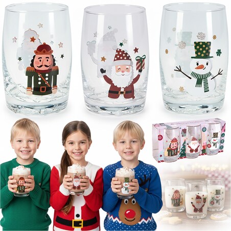 Zestaw Szklanek Świątecznych Szklanki Świąteczne Ozdobne Dekoracyjne 3 Szt