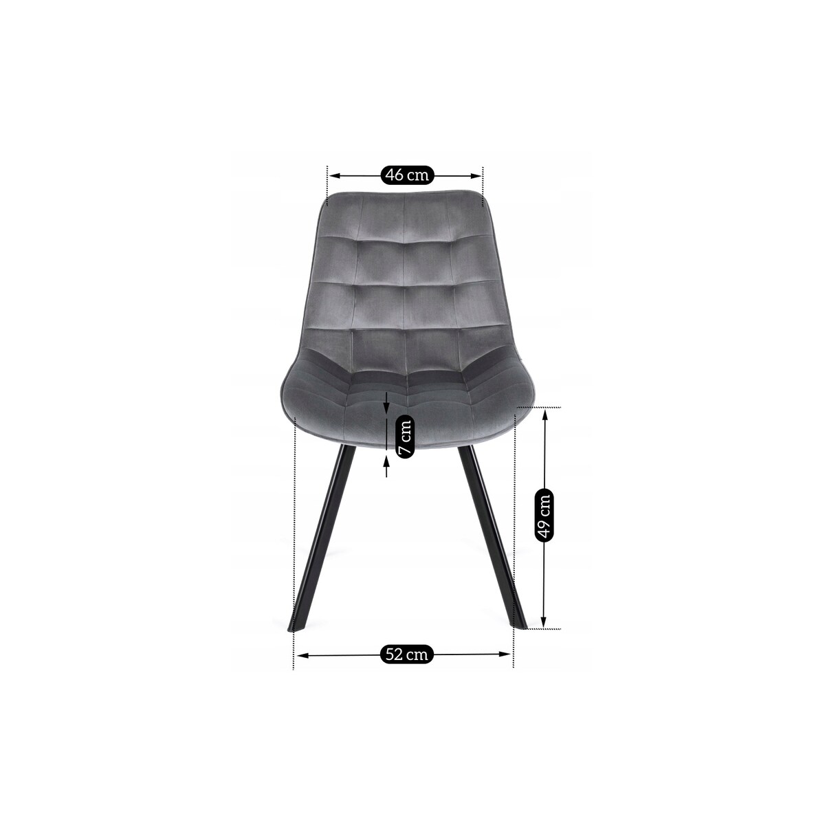 Krzesło Tapicerowane Welurowe Do Jadalni Salonu Loft RICK Szare Pikowane