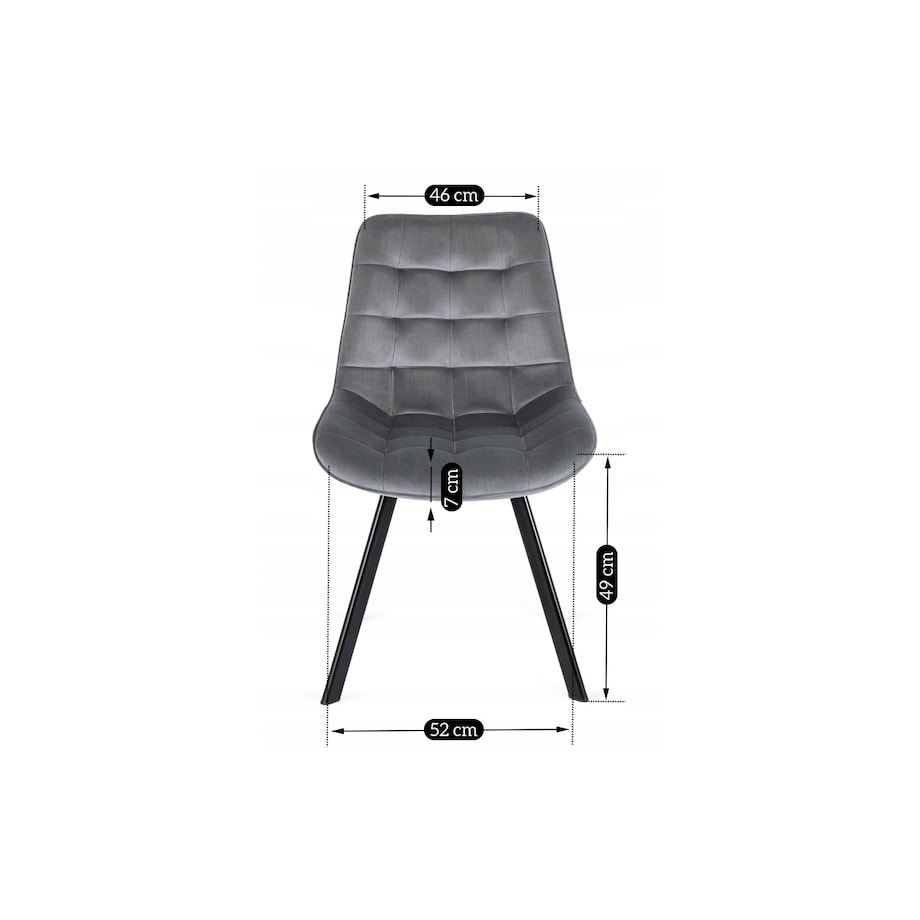 Krzesło Tapicerowane Welurowe Do Jadalni Salonu Loft RICK Szare Pikowane