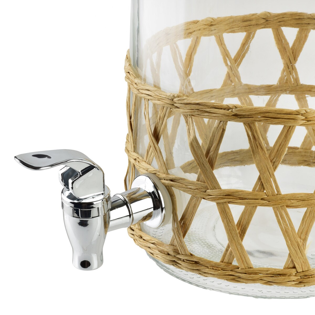 MODERN KITCHEN Słój szklany z kranikiem3.5L w oplocie 11.4x16x25.6cm