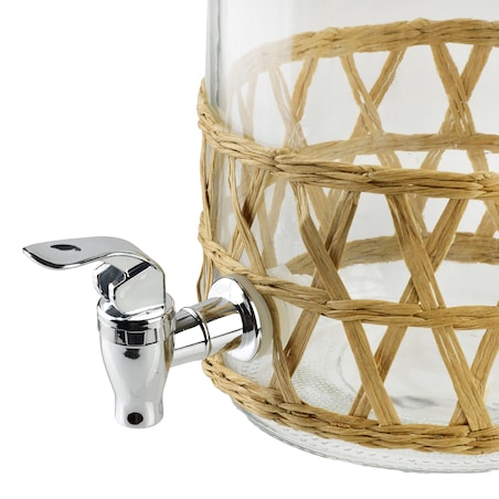 MODERN KITCHEN Słój szklany z kranikiem3.5L w oplocie 11.4x16x25.6cm