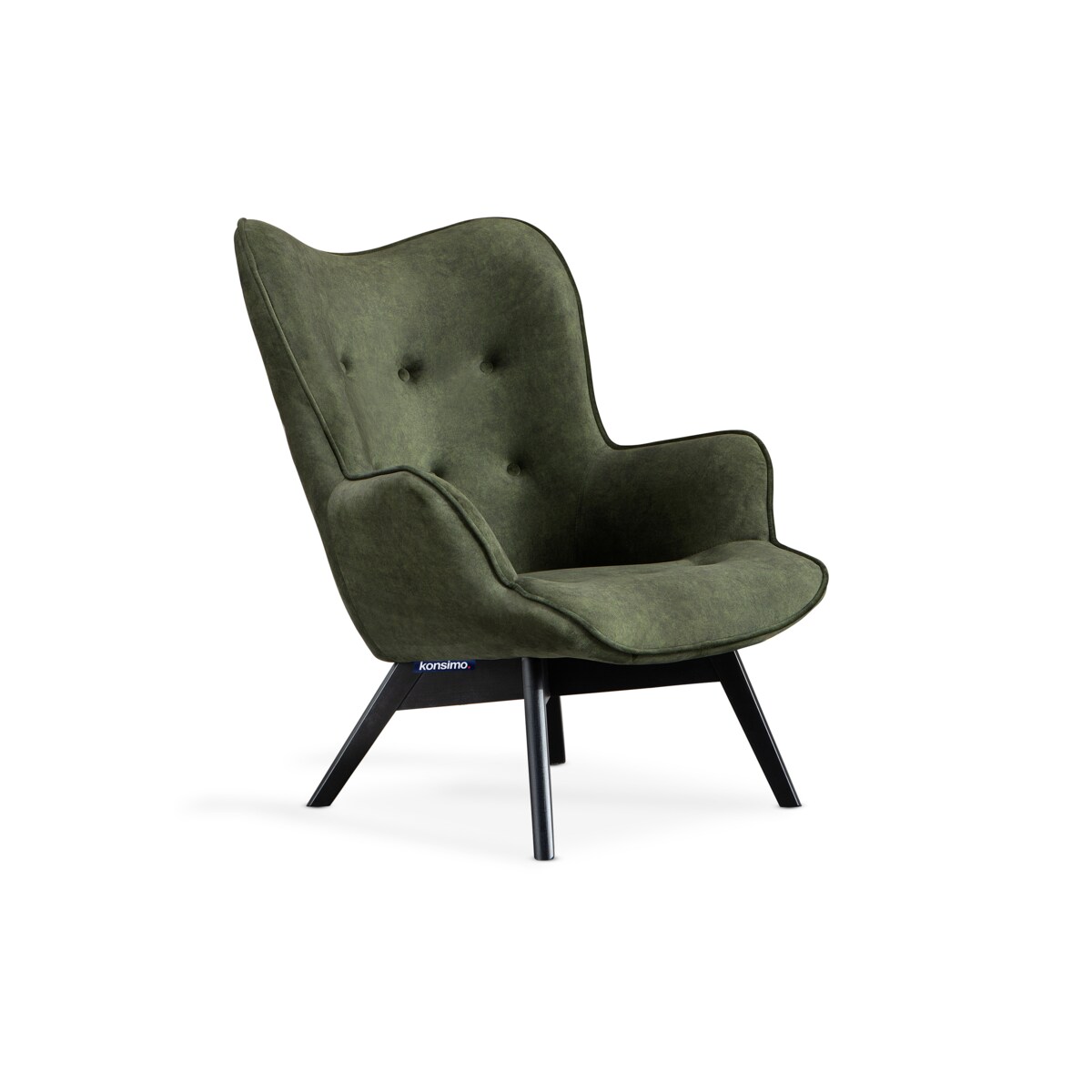 KONSIMO GLORI Fotel wypoczynkowy z weluru i pikowanym wzorem - jasnoszary i ciemnozielony