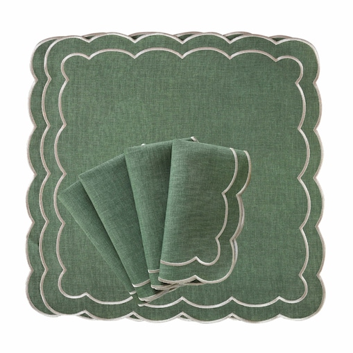 Haftowane serwetki Green Petali - 6 sztuk