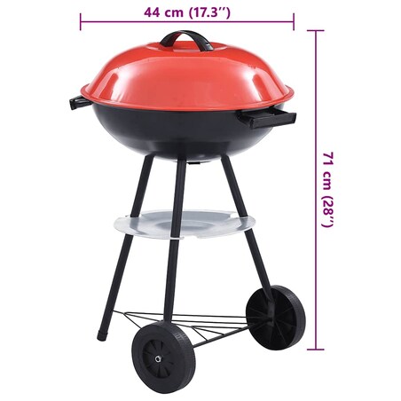 vidaXL Przenośny grill węglowy XXL, z kółkami, 44 cm