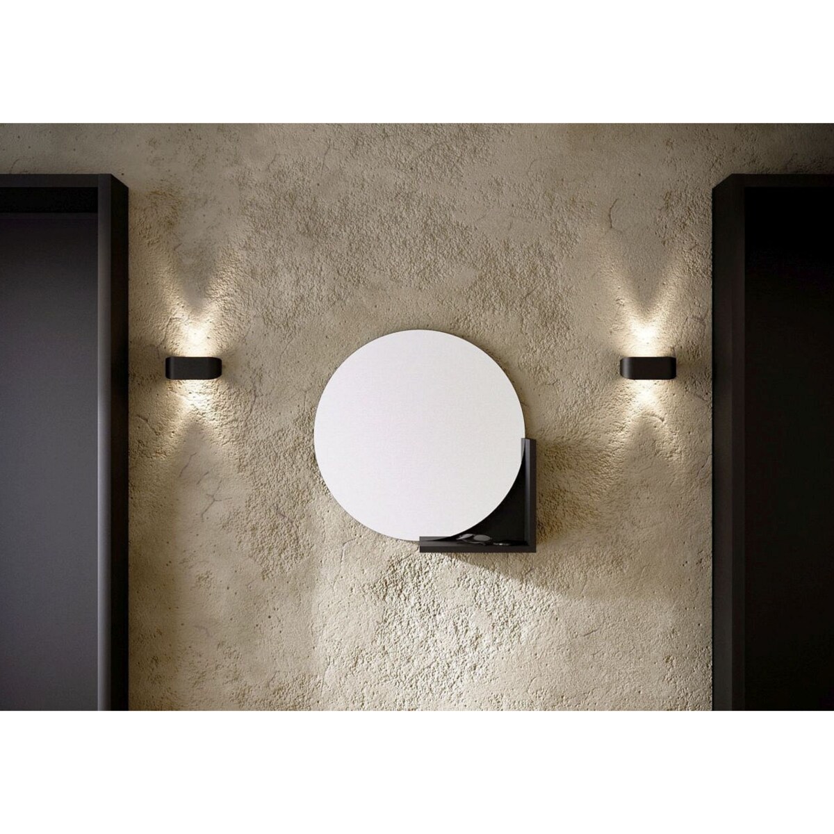 Okrągłe Czarne Lustro z półką Lucija / średnica 60 cm