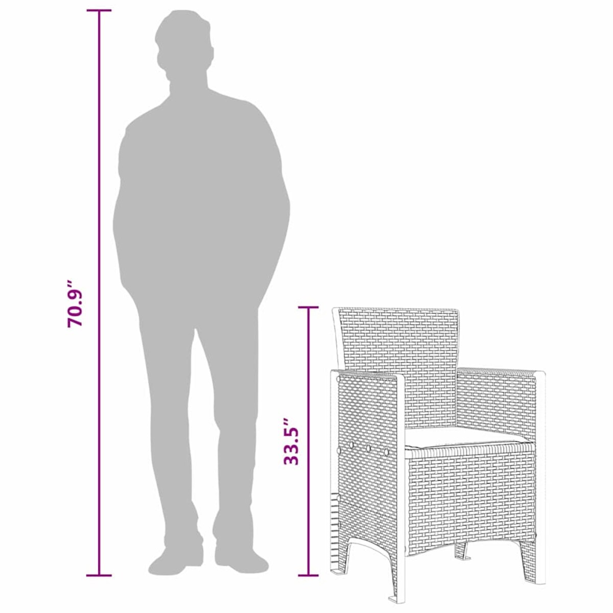 vidaXL Krzesło Ogrodowe 2 pcs Antracyt 53 x 49 x 85 cm PP