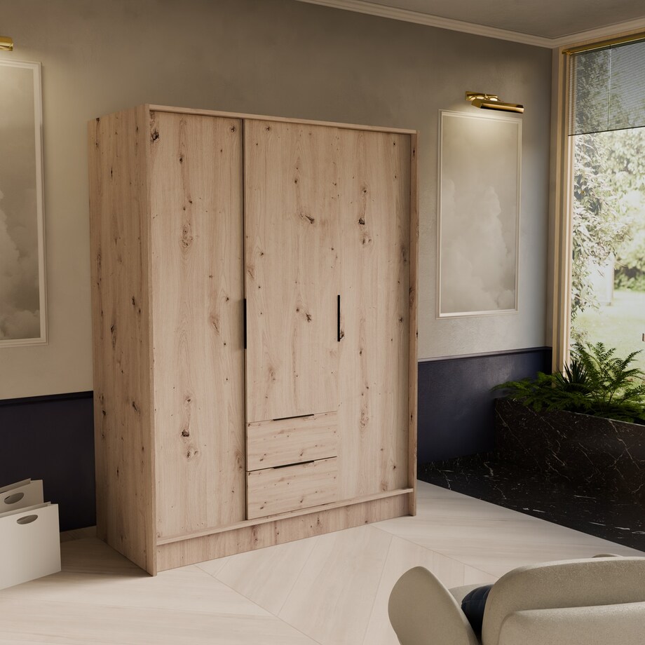 Szafa NIKOLA 150 z regulowanymi półkami do przedpokoju, biura -sonoma