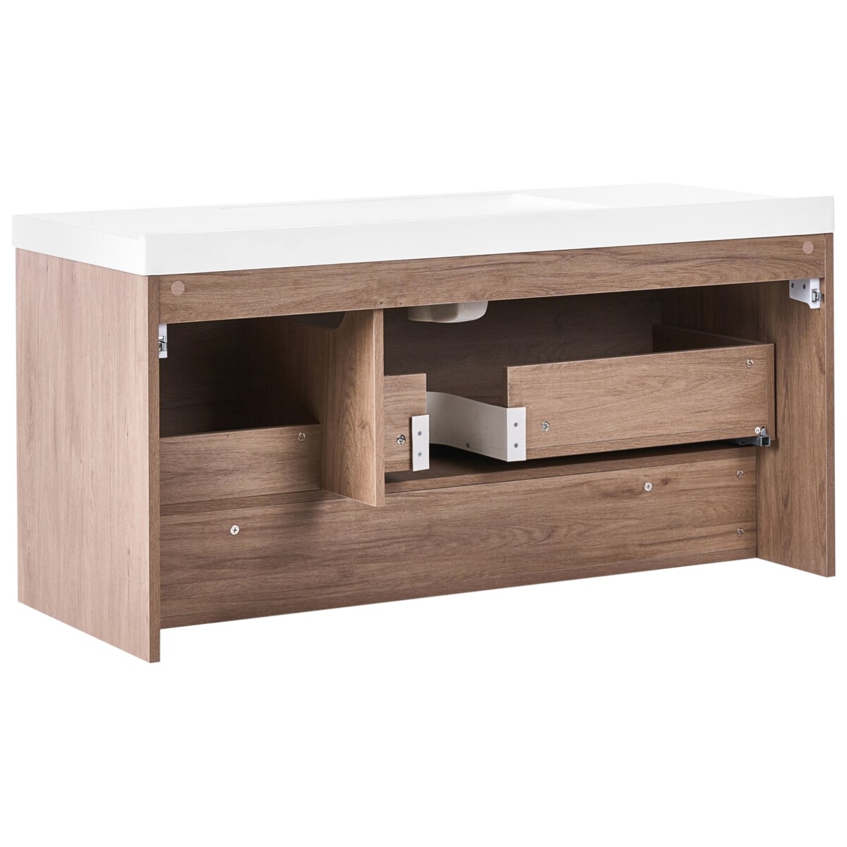 Szafka łazienkowa wisząca z umywalką UMAYO 120 cm Jasnobrązowy