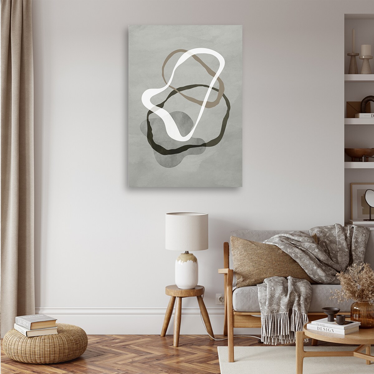 Obraz na płótnie, Abstrakcyjne szare linie boho 70x100cm