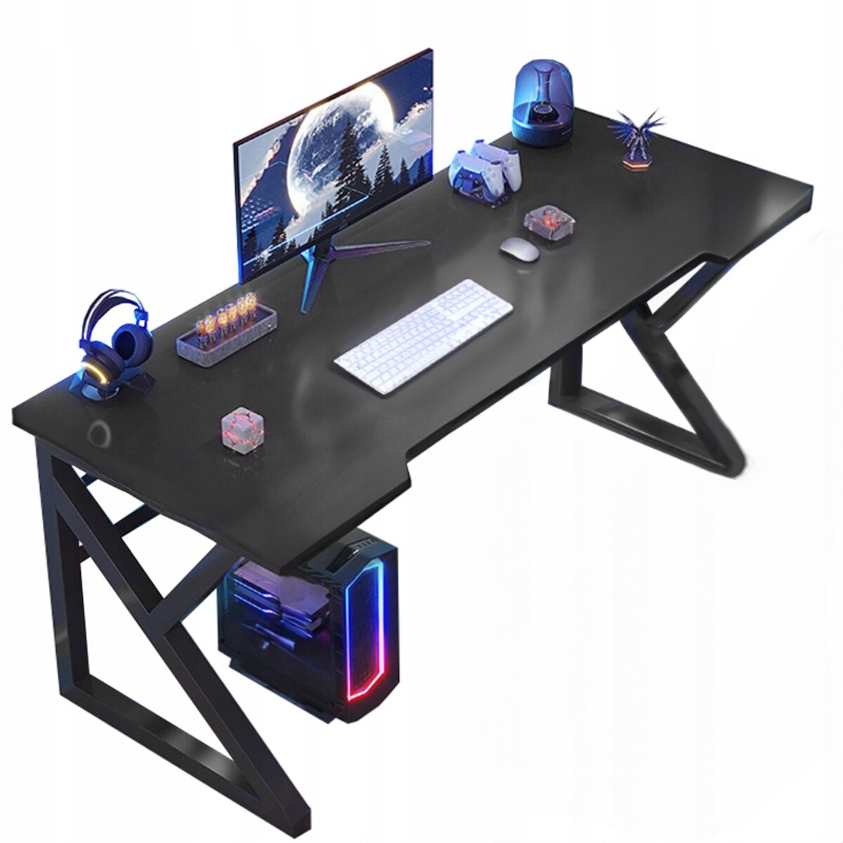 Biurko Gaminowe Stół Gamingowy Dla Gracza Nowoczesne Komputerowe Czarne