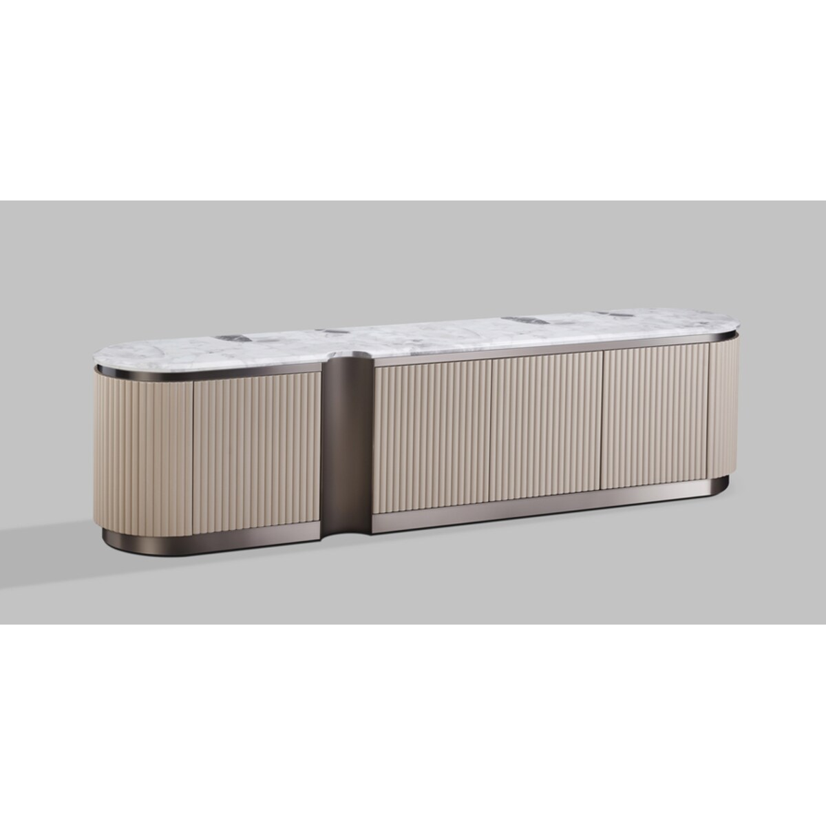 Komoda RTV złota Nutris Glamour Premium 200x40x50 w kolorze niklowym