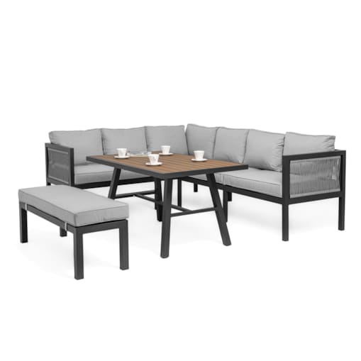 Meble ogrodowe aluminiowe narożnik stół PORTOFINO szare