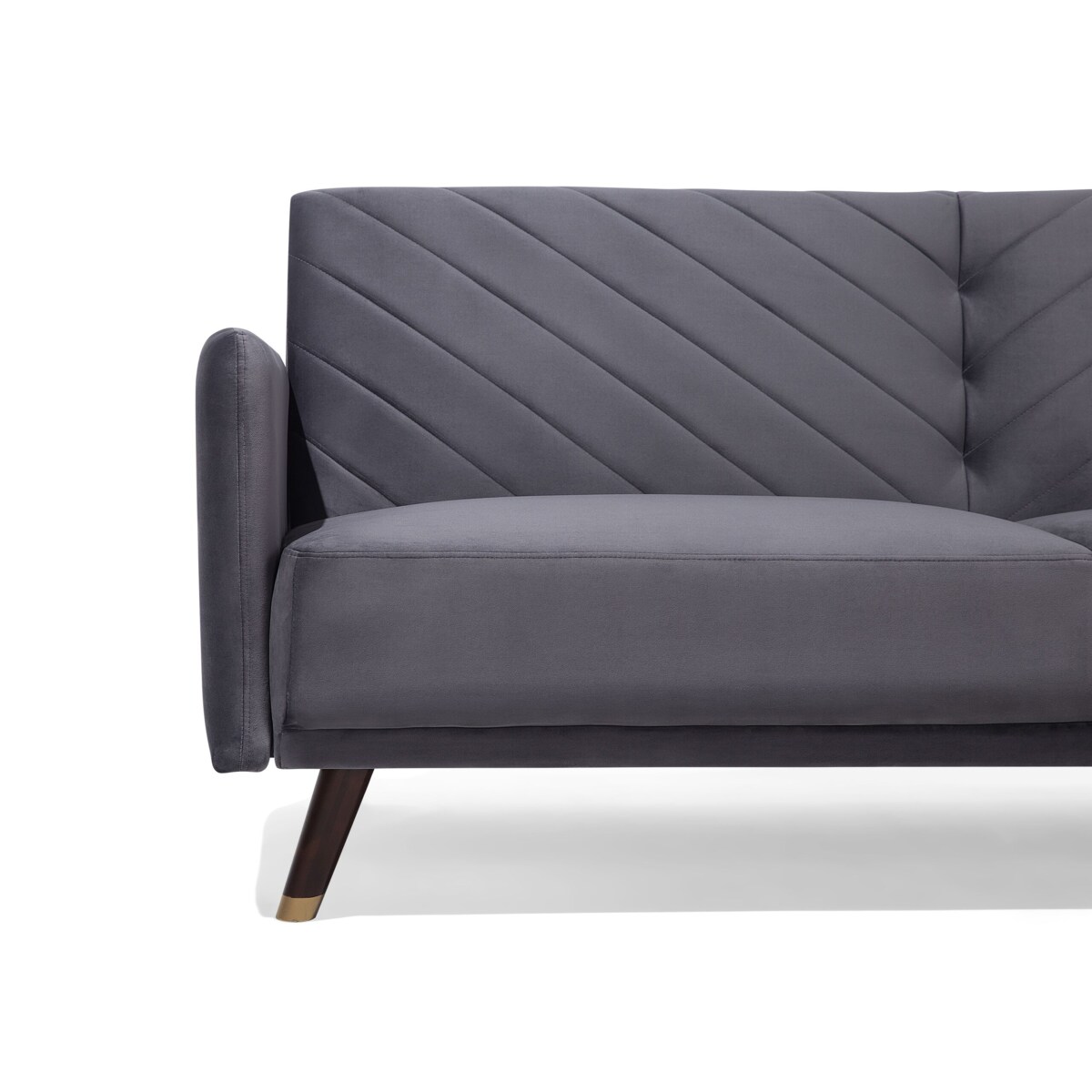 Sofa rozkładana welurowa szara SENJA