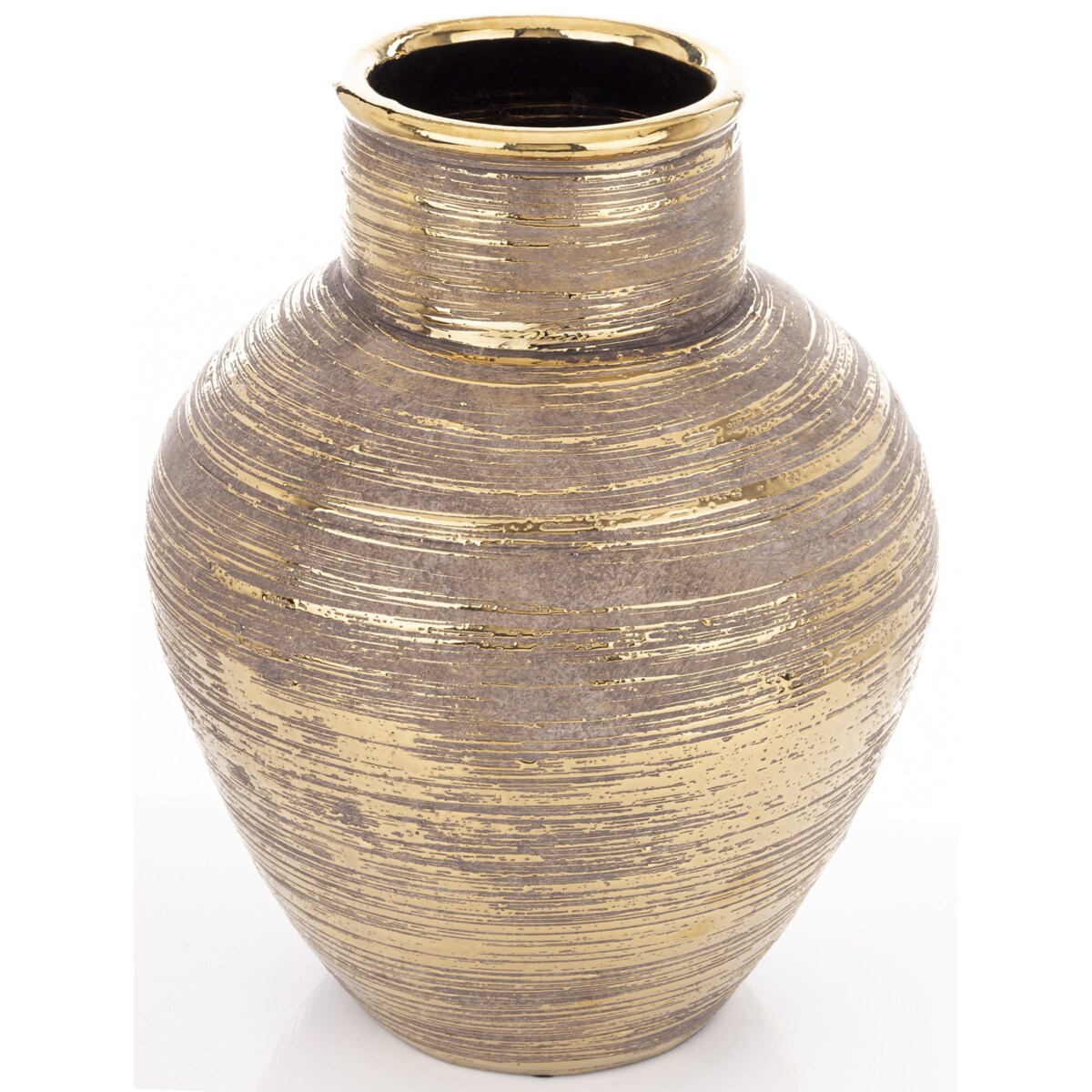 Wazon ceramiczny złoty, postarzany 35x26x26 cm JULITTA big