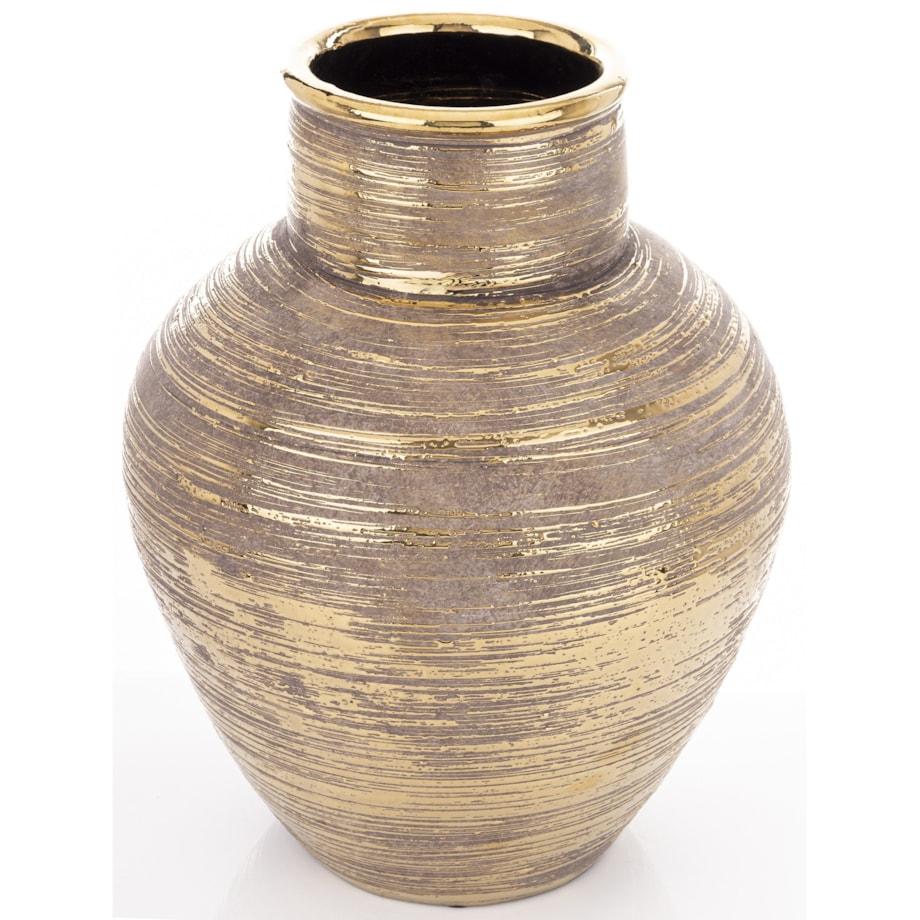 Wazon ceramiczny złoty, postarzany 35x26x26 cm JULITTA big