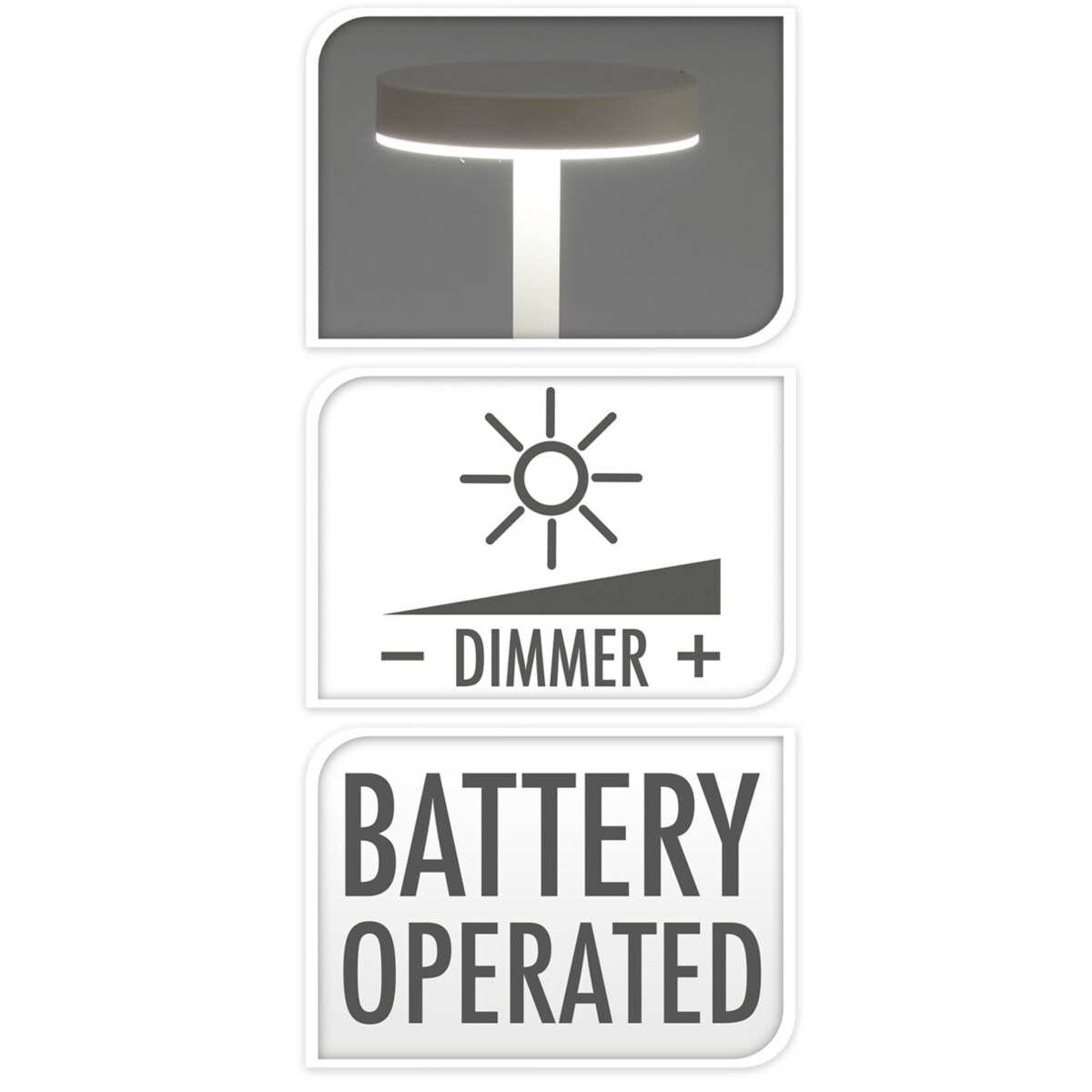 Lampka stołowa LED z ładowalną baterią, metal, 34 cm