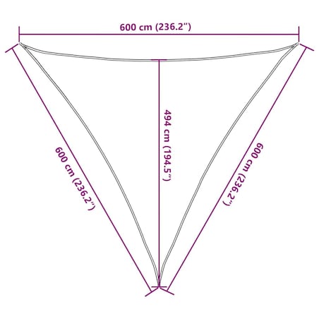 vidaXL Żagiel przeciwsłoneczny, 160 g/m², beżowy, 6x6x6 m, HDPE