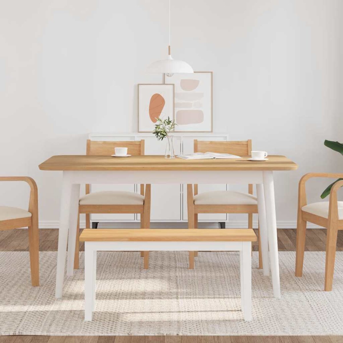 vidaXL Ławka 90 cm Biała lite drewno guma