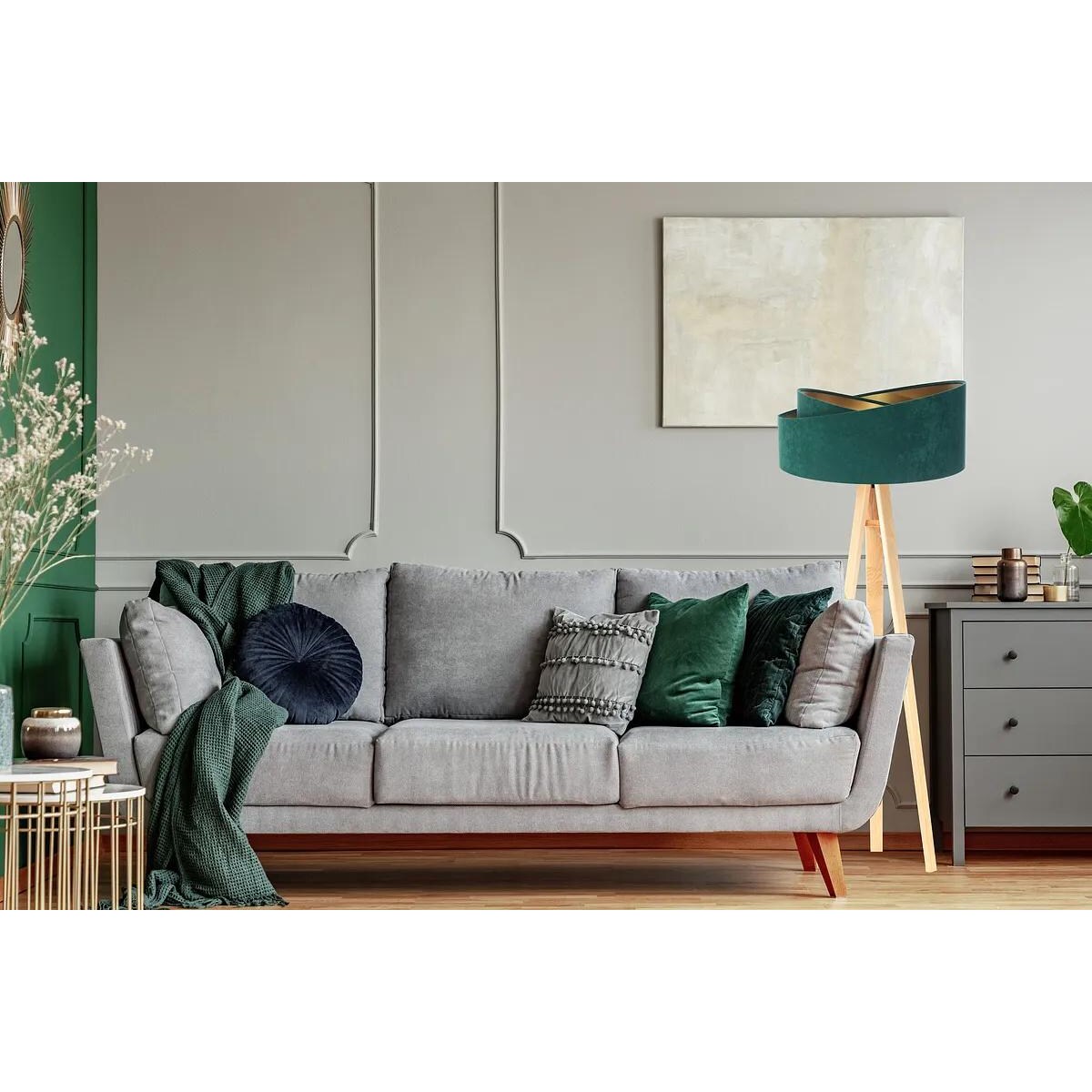 Lampa stojąca GEMSTONE zielona/sosna