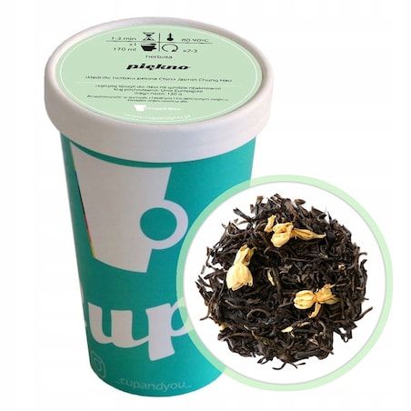 Herbata zielona PIĘKNO premium sypana liściasta upominek kwiat jaśminu 120g - herbata liściasta sypana mieszanka napar susz