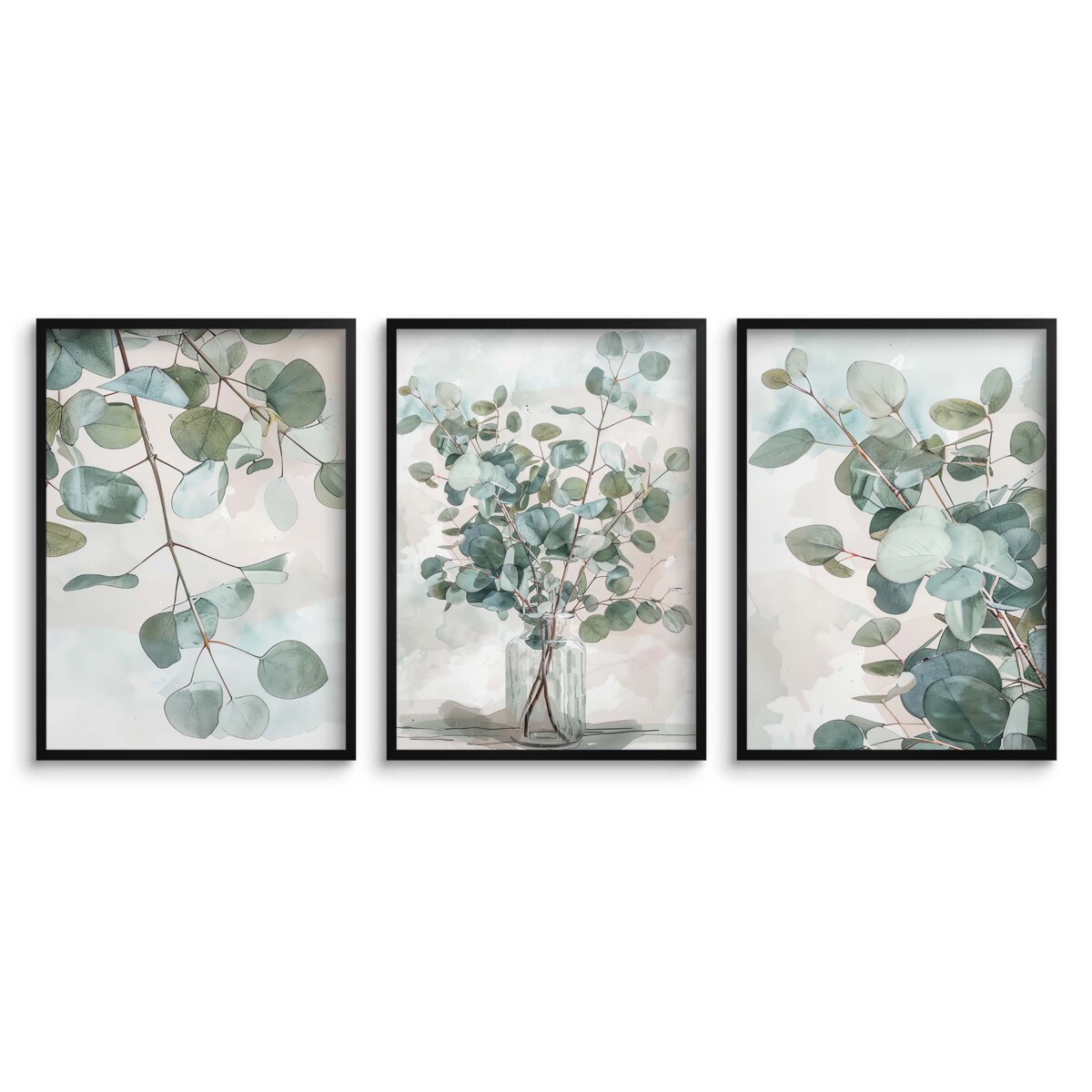 Zestaw Obrazów Plakatów ściennych Pastelowa Ozdoba na ścianę Zielone Liście