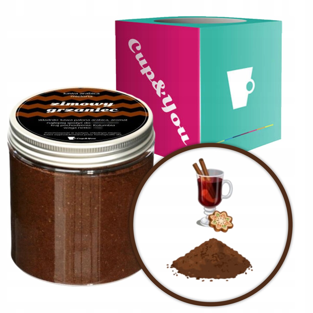 Kawa aromatyzowana smak ZIMOWY GRZANIEC mielona PREMIUM ARABICA 200g na prezent upominek dla kobiety mężczyzny faceta mamy taty żony męża