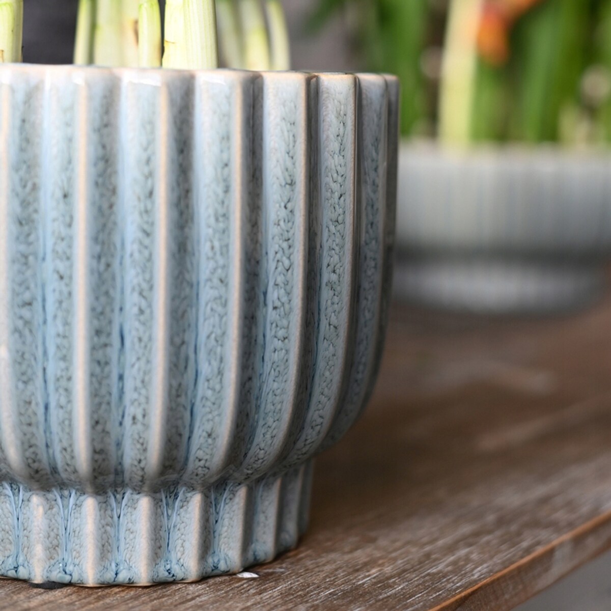 DONICZKA NA BALKON TARAS CERAMICZNA do salonu niebieska okrągła 10cm