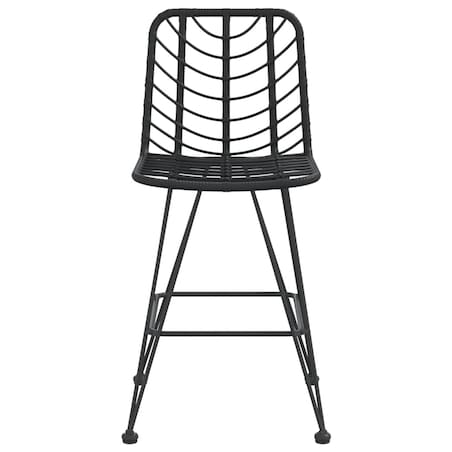 vidaXL Stołki barowe, 2 szt., czarne 45x56x103,5 cm, PE, rattan i stal