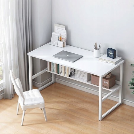 Biurko Komputerowe Stolik Loft Białe Młodzieżowe Z Półką Nowoczesne 100 Cm