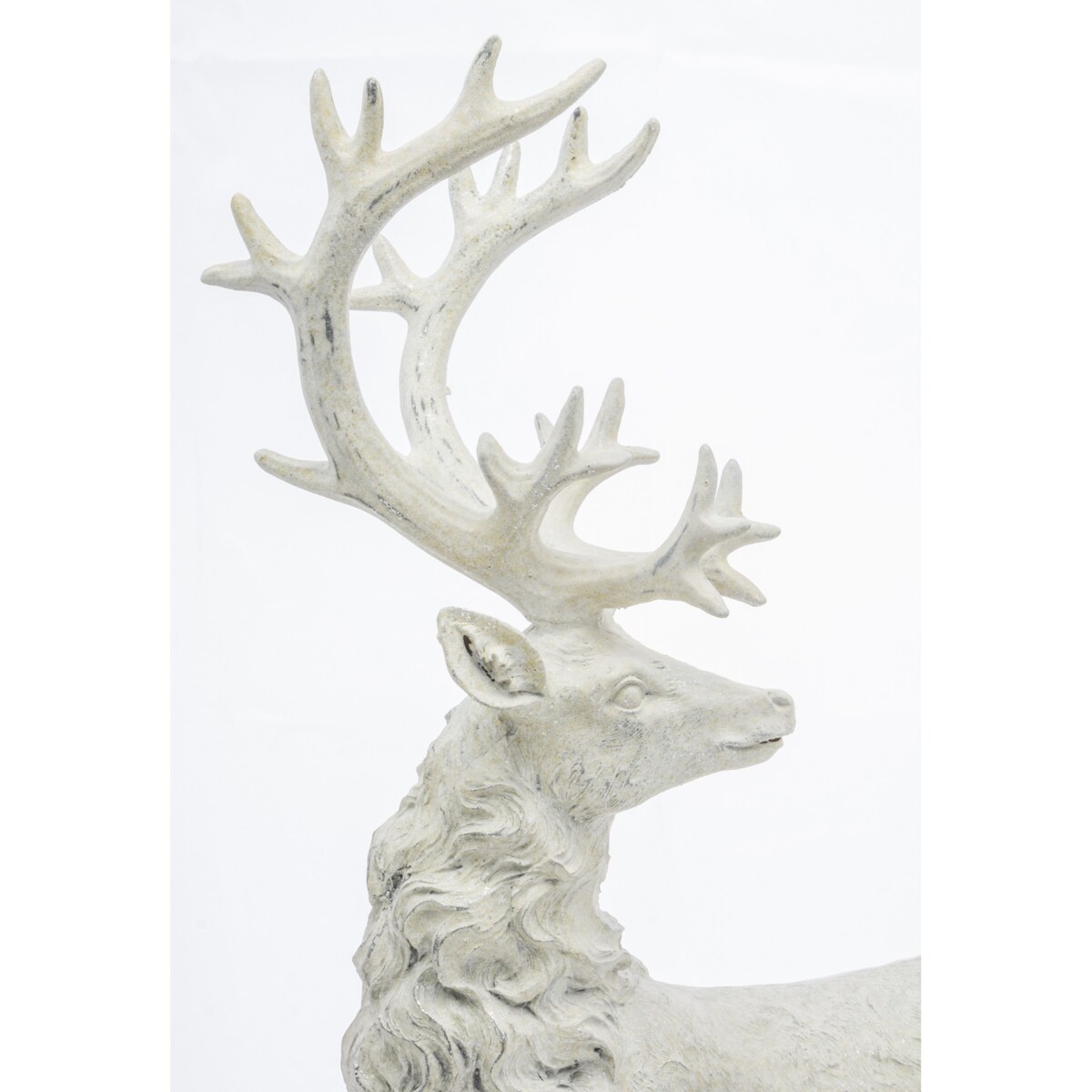 Dekoracja - figurka stojącego białego jelenia 53x30x16 cm KARGU-2 srebrny