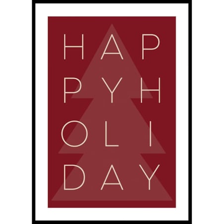 Poster Story, Plakat, Obraz - Happy Holiday na Czerwonym Tle, wymiary 42 x 60 cm
