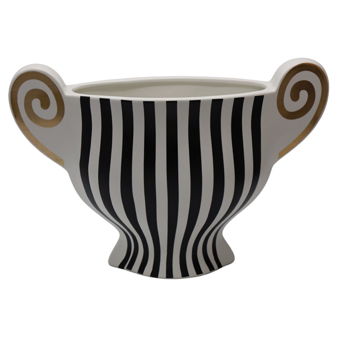 Wazon ceramiczny w paski biało-czarne 22,5x33x9,5 cm KALI waza