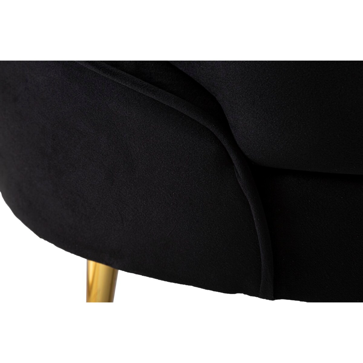 Sofa Oslo, kolor czarny i złoty, poliester, drewno eukaliptusowe i metal, 148 x 84 x 68 cm, do salonu, Mauro Ferretti