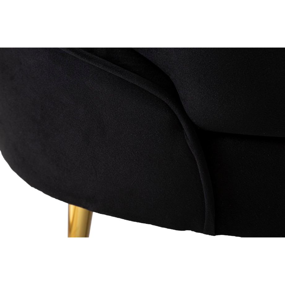 Sofa Oslo, kolor czarny i złoty, poliester, drewno eukaliptusowe i metal, 148 x 84 x 68 cm, do salonu, Mauro Ferretti
