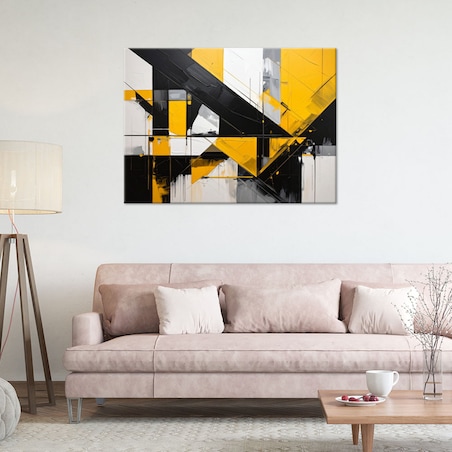 Obraz do salonu sypialni biura loftu, Geometryczne formy abstrakcja żółty