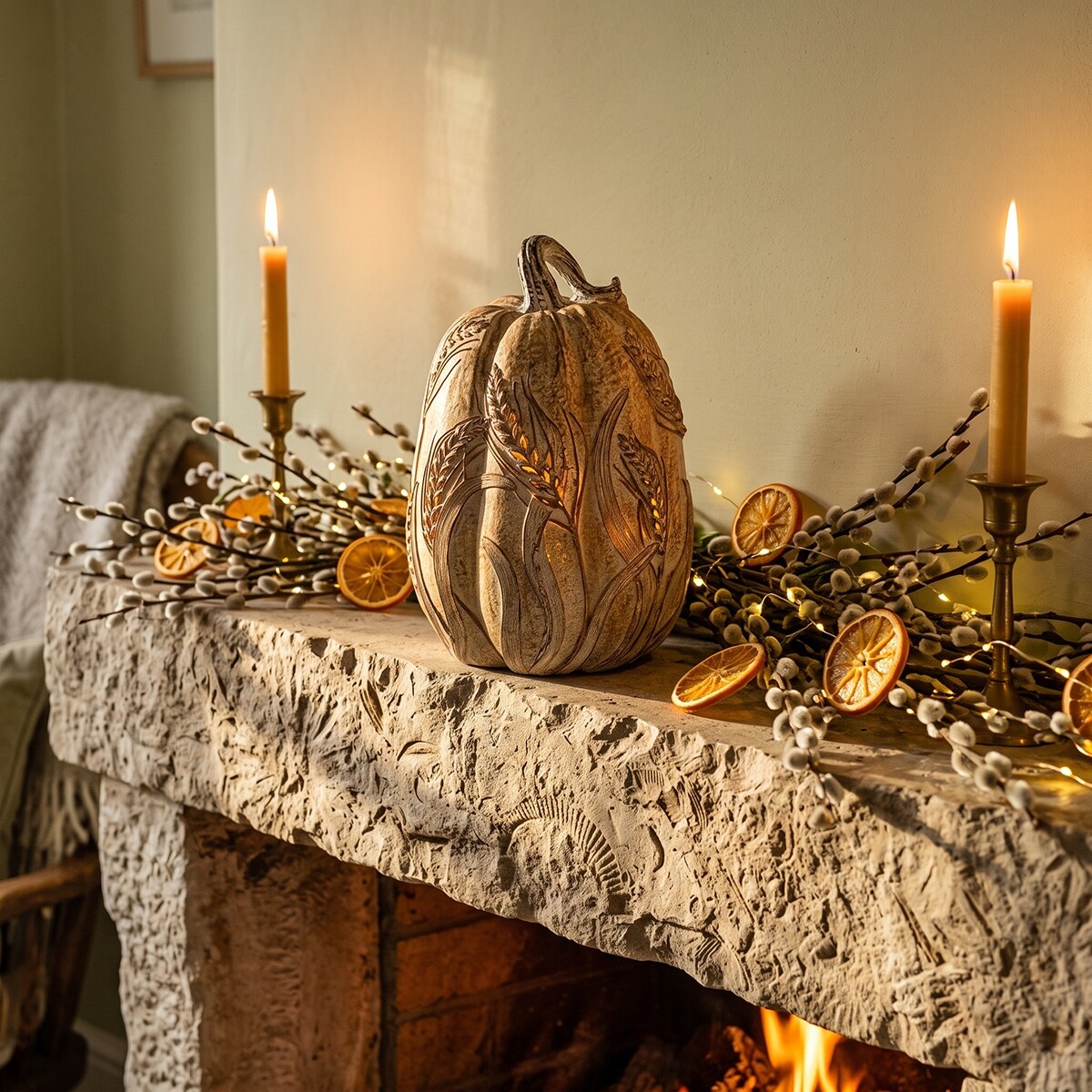 FIGURKA DYNIA BEŻOWA BOHO OZDOBNA NA HALLOWEEN JESIEŃ BALKON TARAS OZDOBA