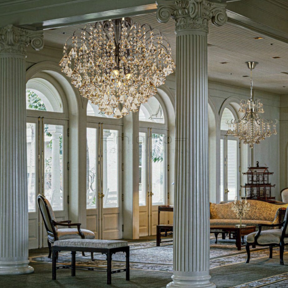 Kryształowa LAMPA sufitowa 5193/4 21QG Elem metalowa OPRAWA crystal glamour mosiądz bursztynowa