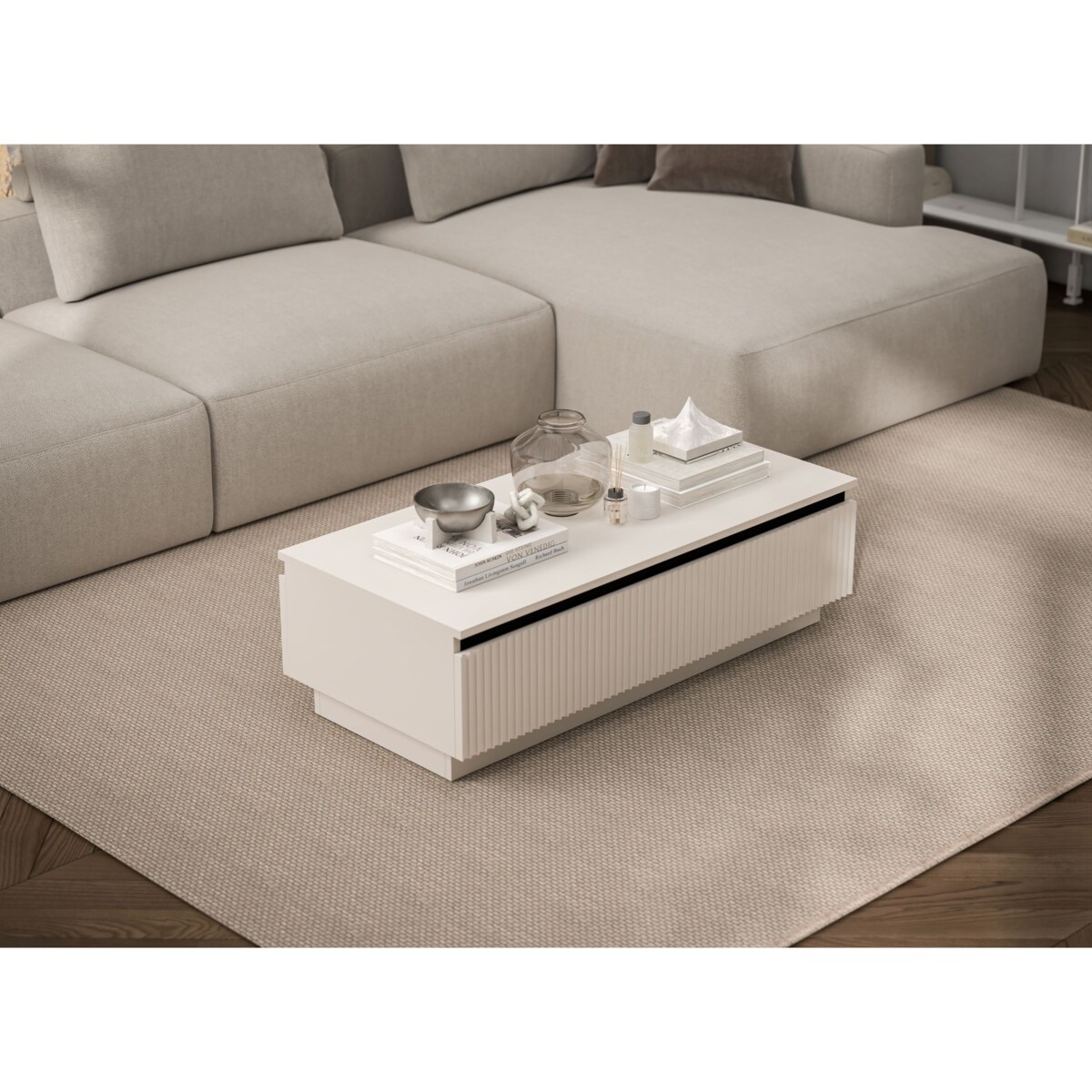 Nowoczesny Stolik kawowy Glamour prostokątny elegancka ława Kaszmir Mat 109 cm