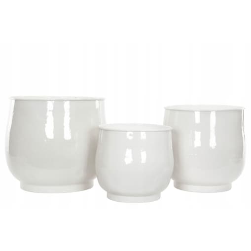 OSŁONKA DUŻA BIAŁA OKRĄGŁA DONICZKA podłogowa loft połysk na palmy 3 szt.