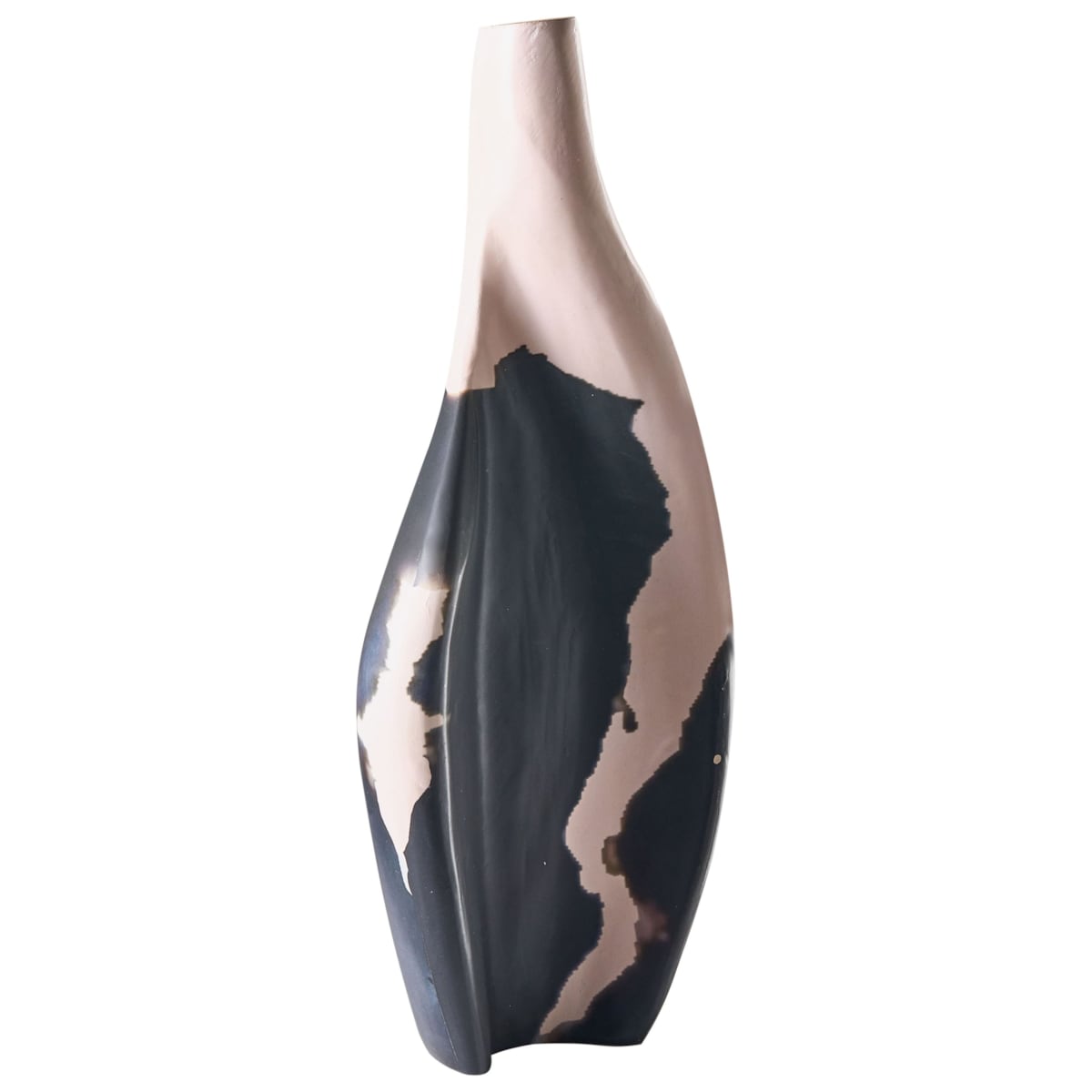 Wazon dekoracyjny LAGOS Drewno mango 40 cm Czarny/ beżowy