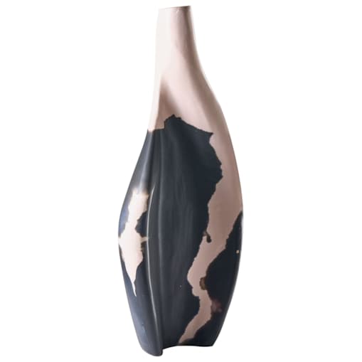 Wazon dekoracyjny LAGOS Drewno mango 40 cm Czarny/ beżowy