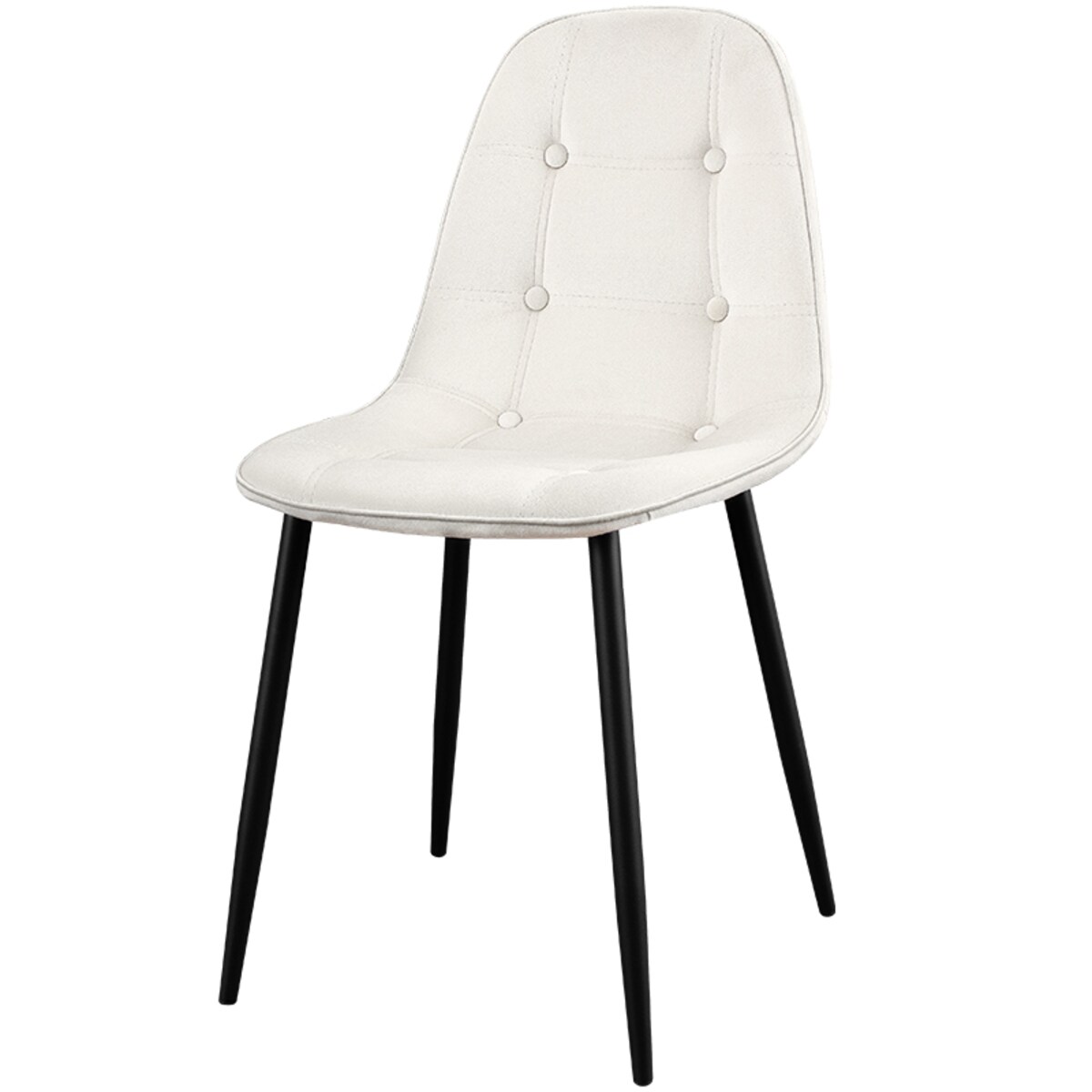 Krzesło tapicerowane welurowe do salonu jadalni guziki beżowe