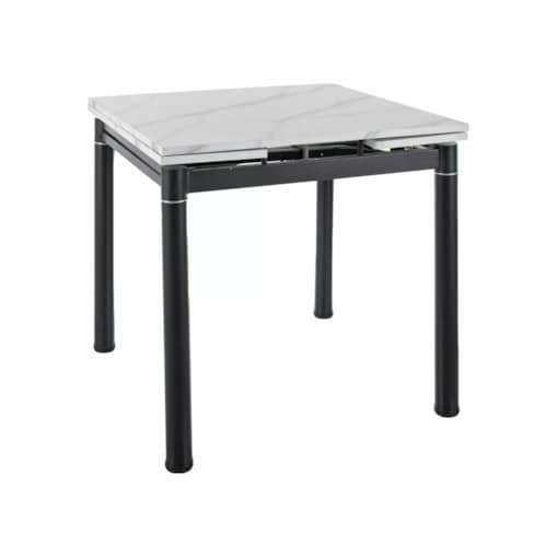 Stół rozkładany GD-082 80(131)x80 biały marmur/czarny mat