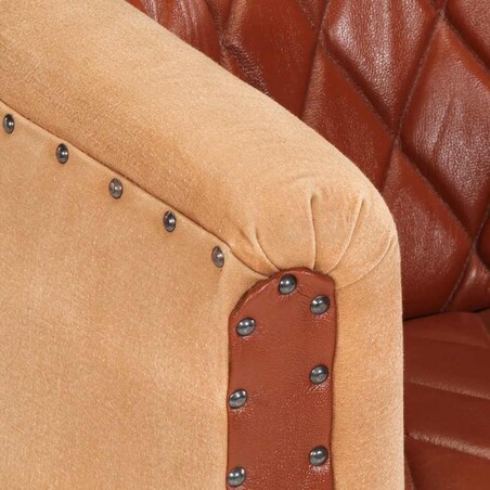 vidaXL Fotel klubowy, brązowy, skóra naturalna i lite drewno mango