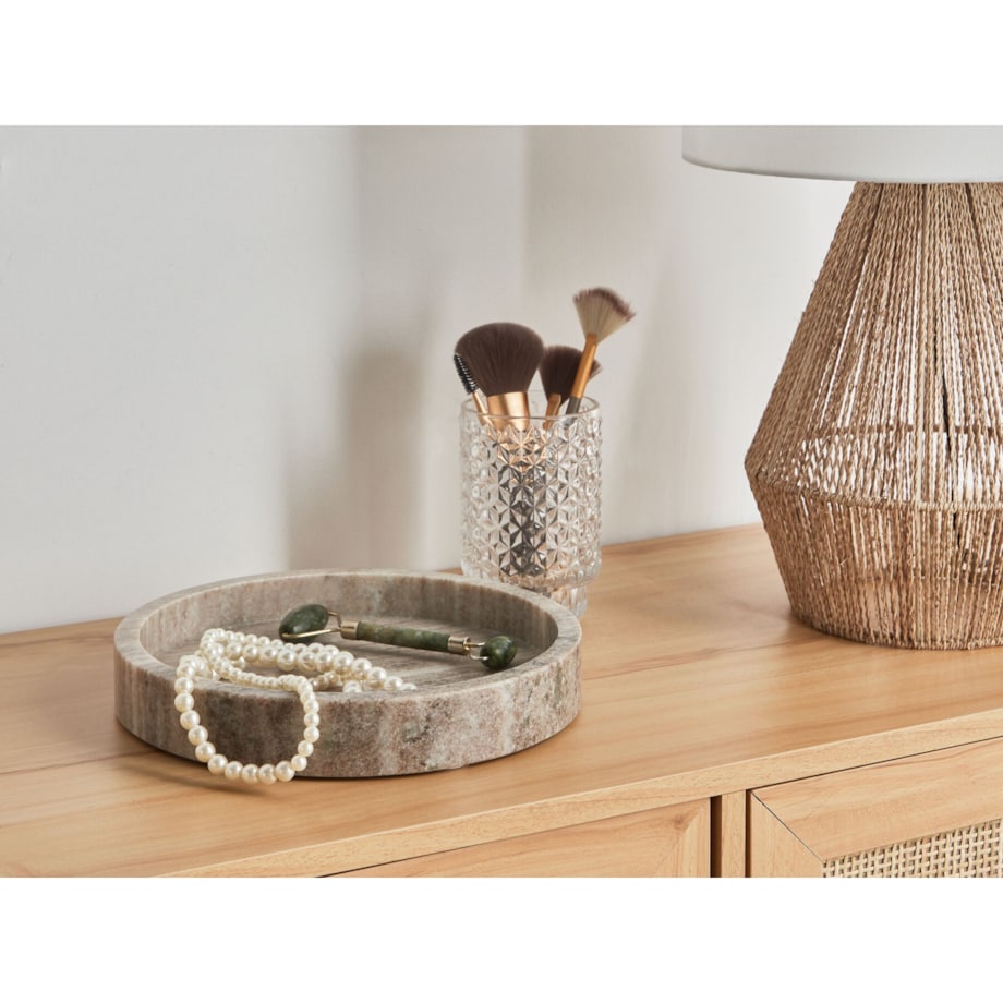 Taca dekoracyjna marmurowa beżowa ITEA