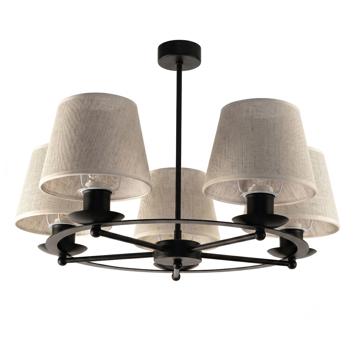 lampa wisząca sufitowa boho z abażurami z juty edylit czarna