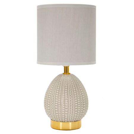 Lampa stołowa Flavi, kolor szary, ceramika, żelazo i tkanina, 15 x 15 x 30,5 cm, 1 x E14, do salonu i sypialni, Mauro Ferretti